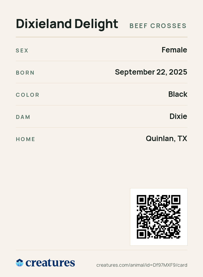 Dixieland Delight Creature Card back