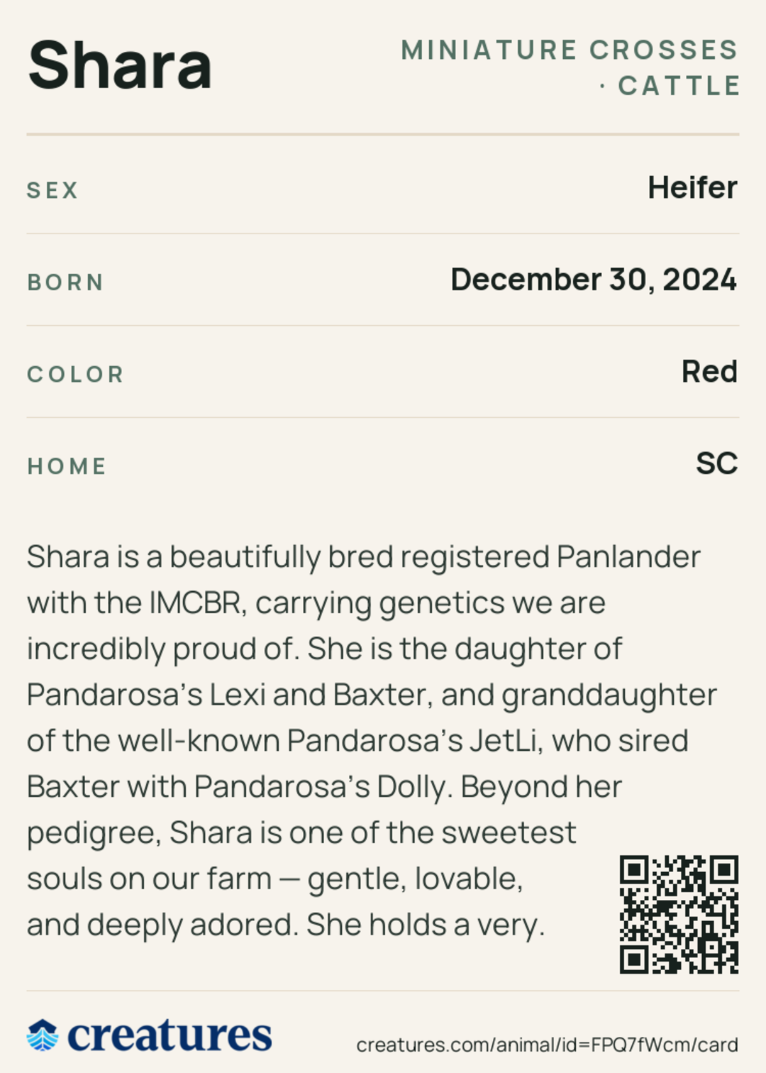 Shara Creature Card back