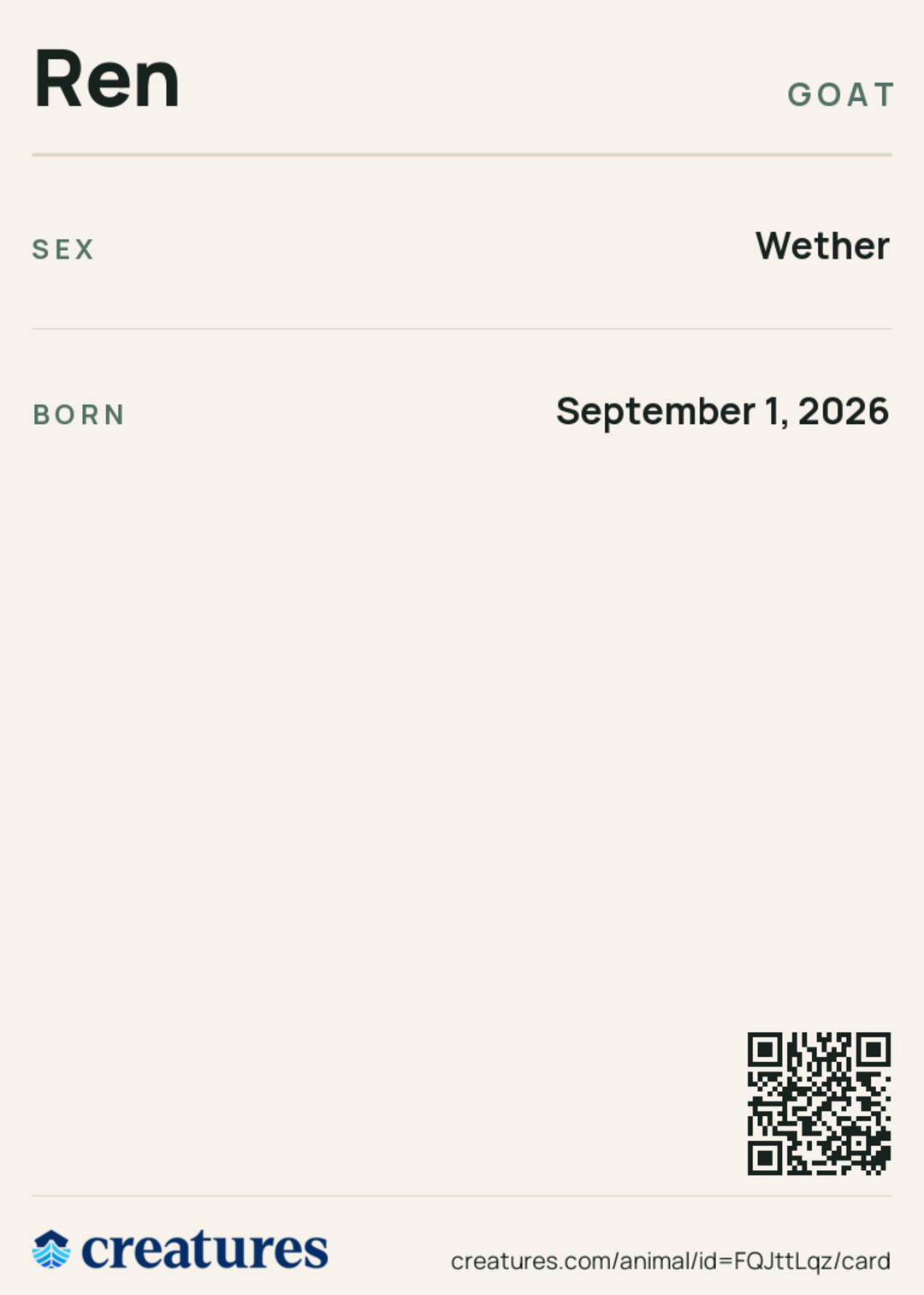 Ren Creature Card back
