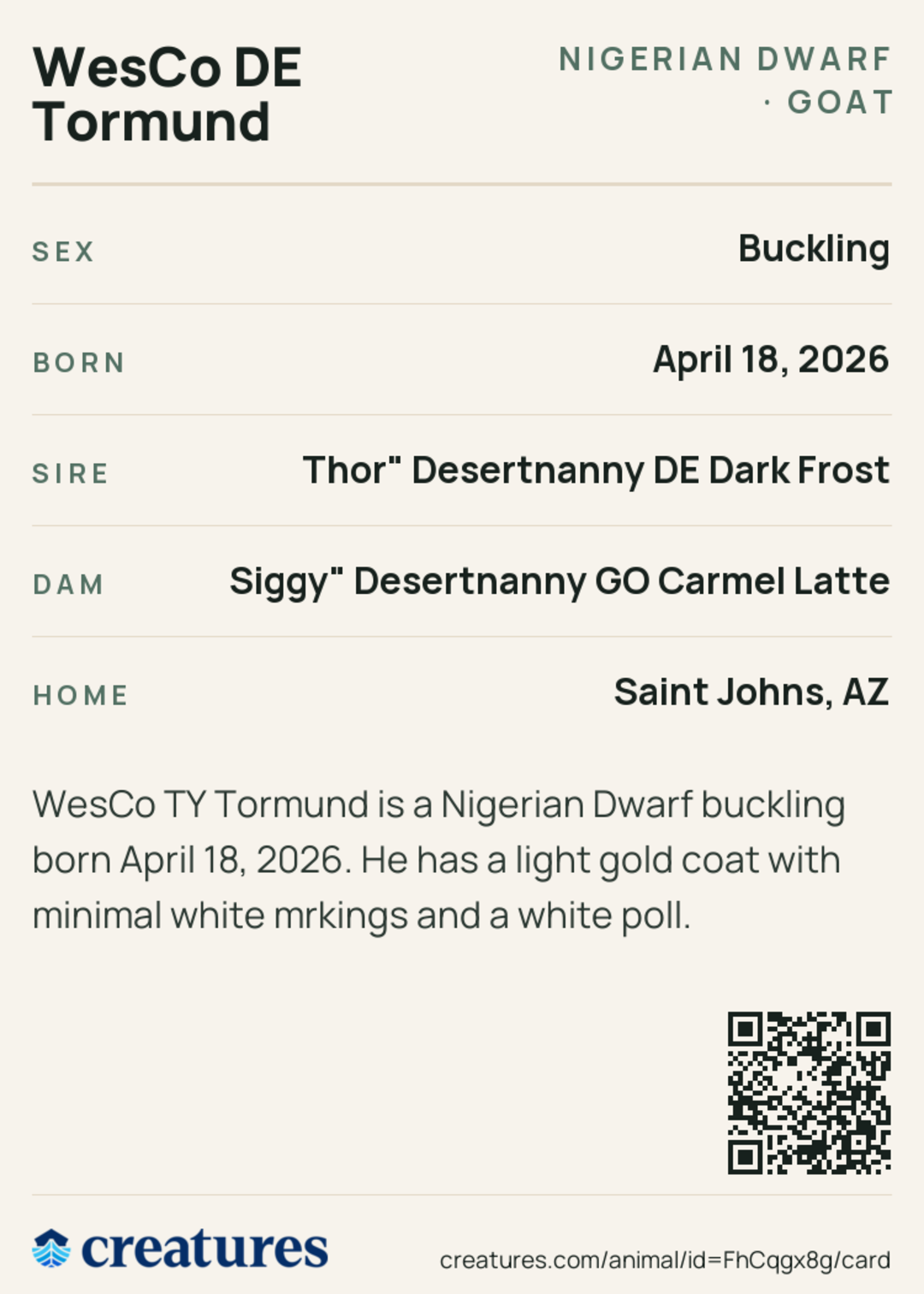 WesCo DE Tormund Creature Card back