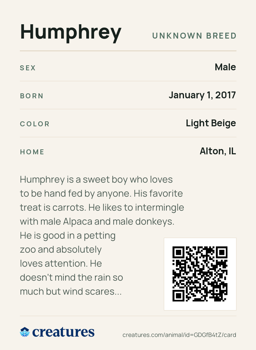 Humphrey Creature Card back