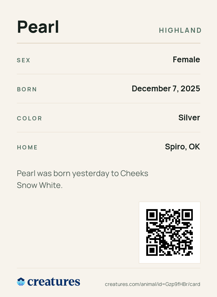Pearl Creature Card back