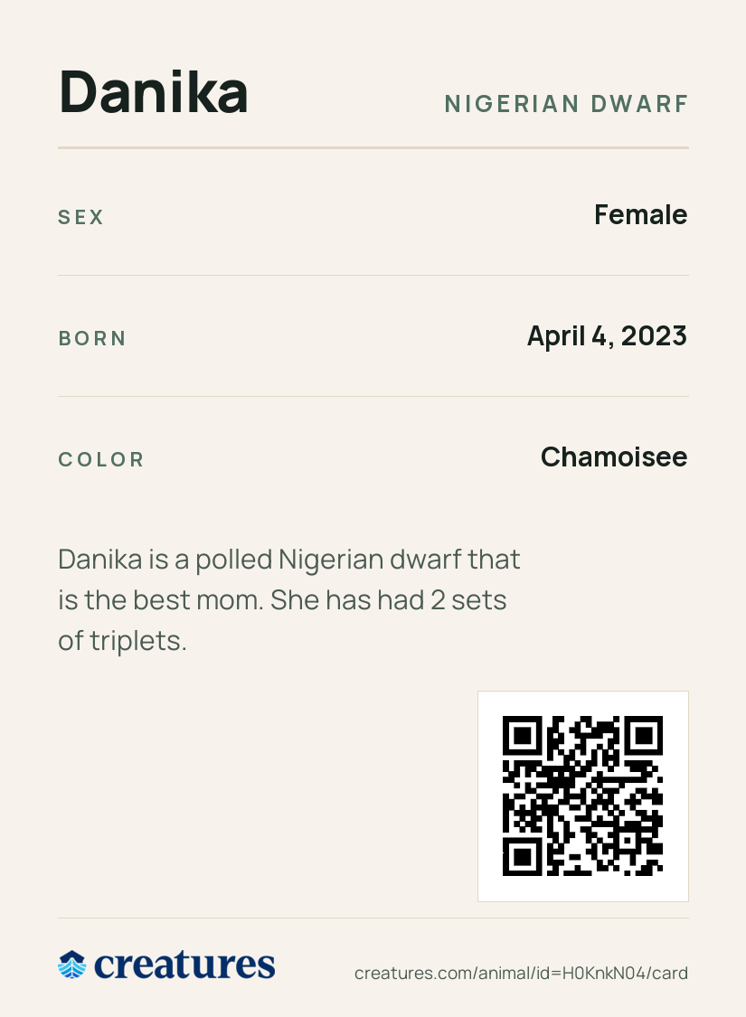Danika Creature Card back