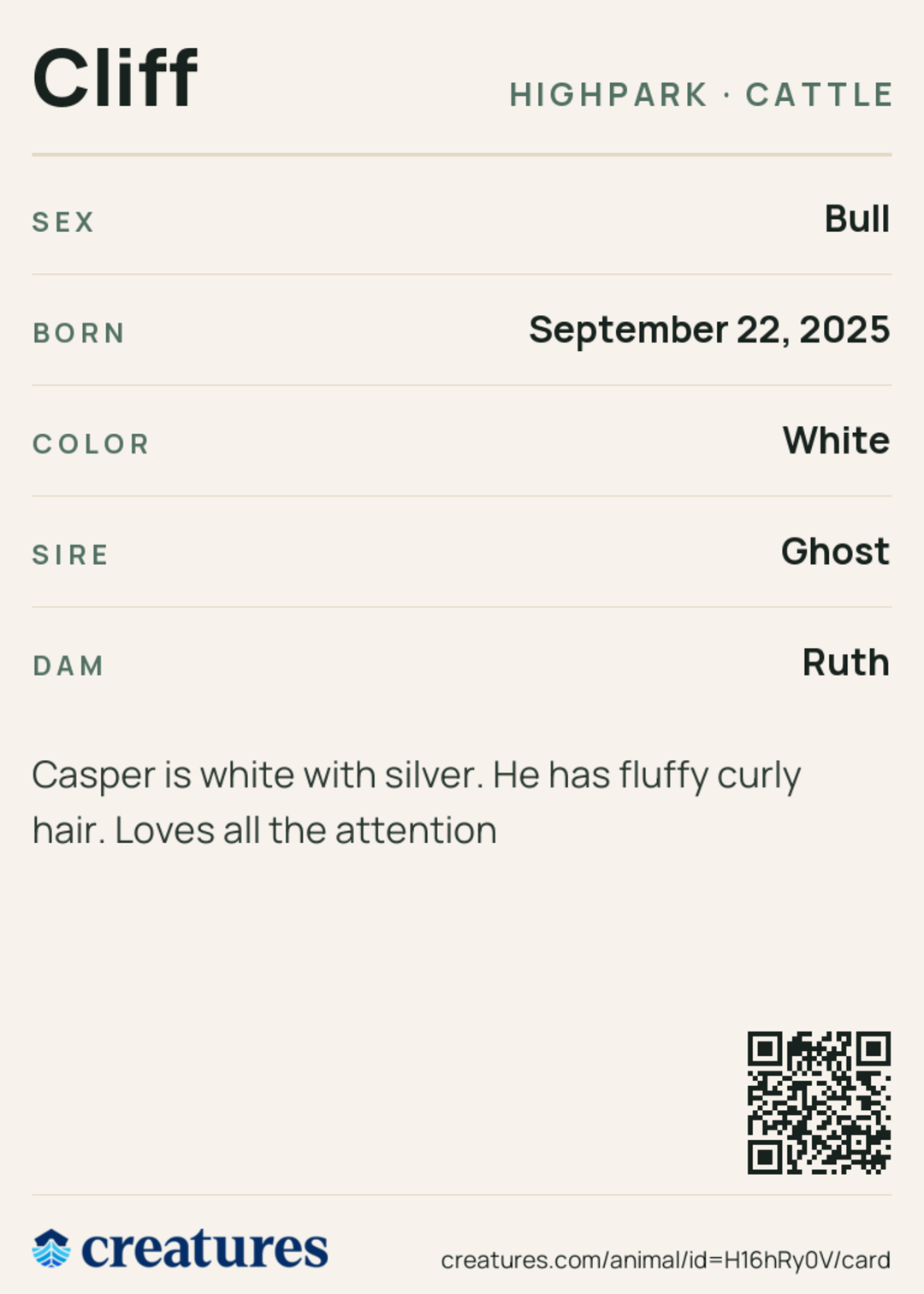 Cliff Creature Card back