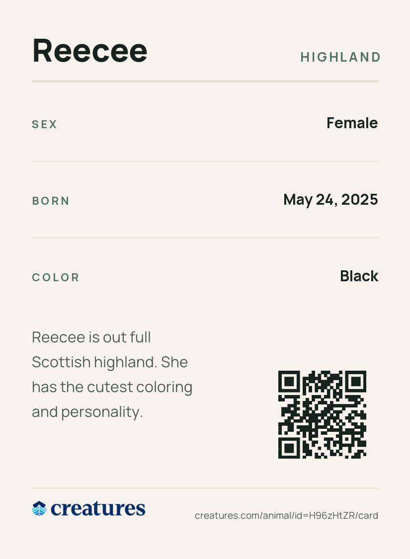 Reecee Creature Card back