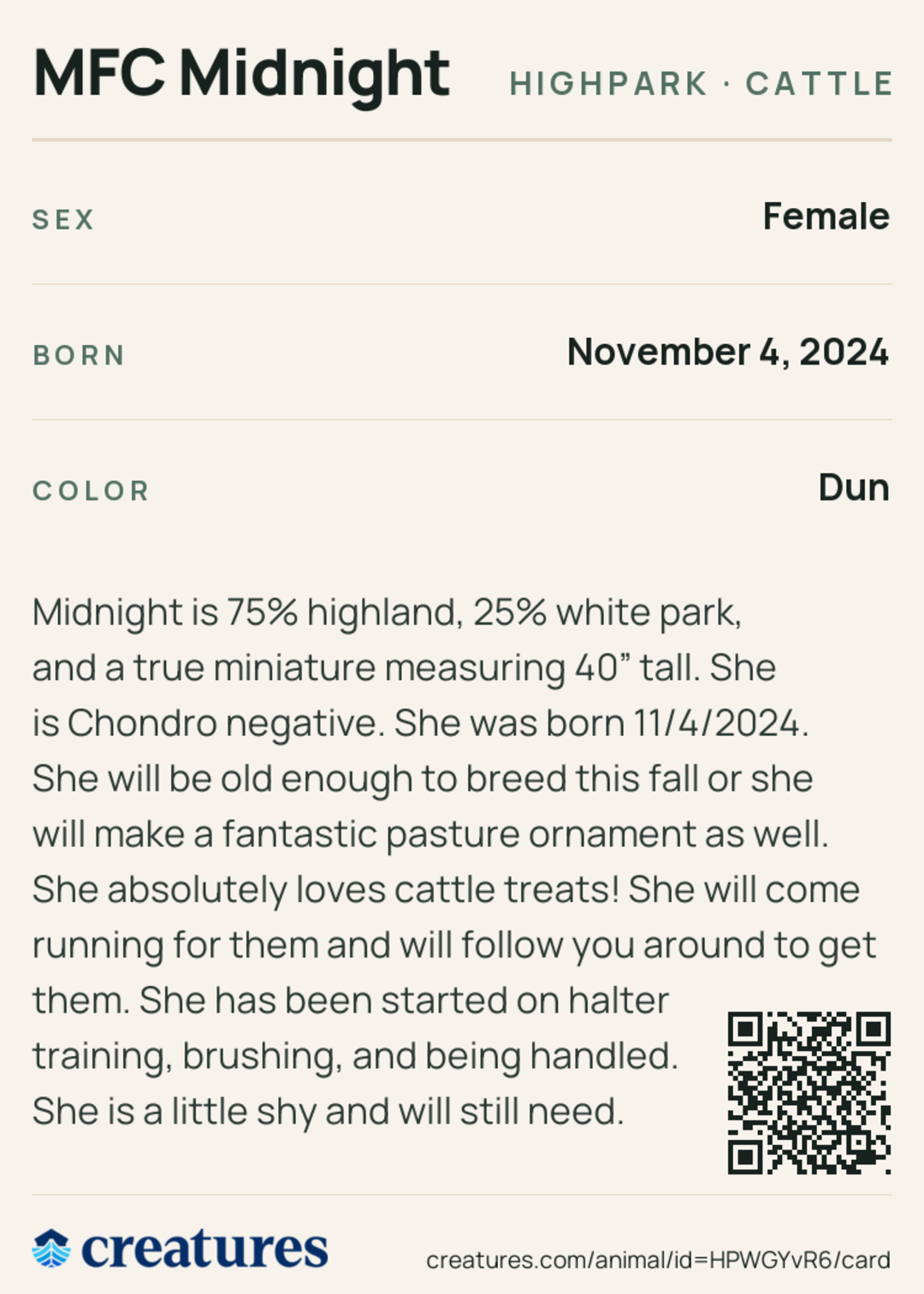 MFC Midnight Creature Card back
