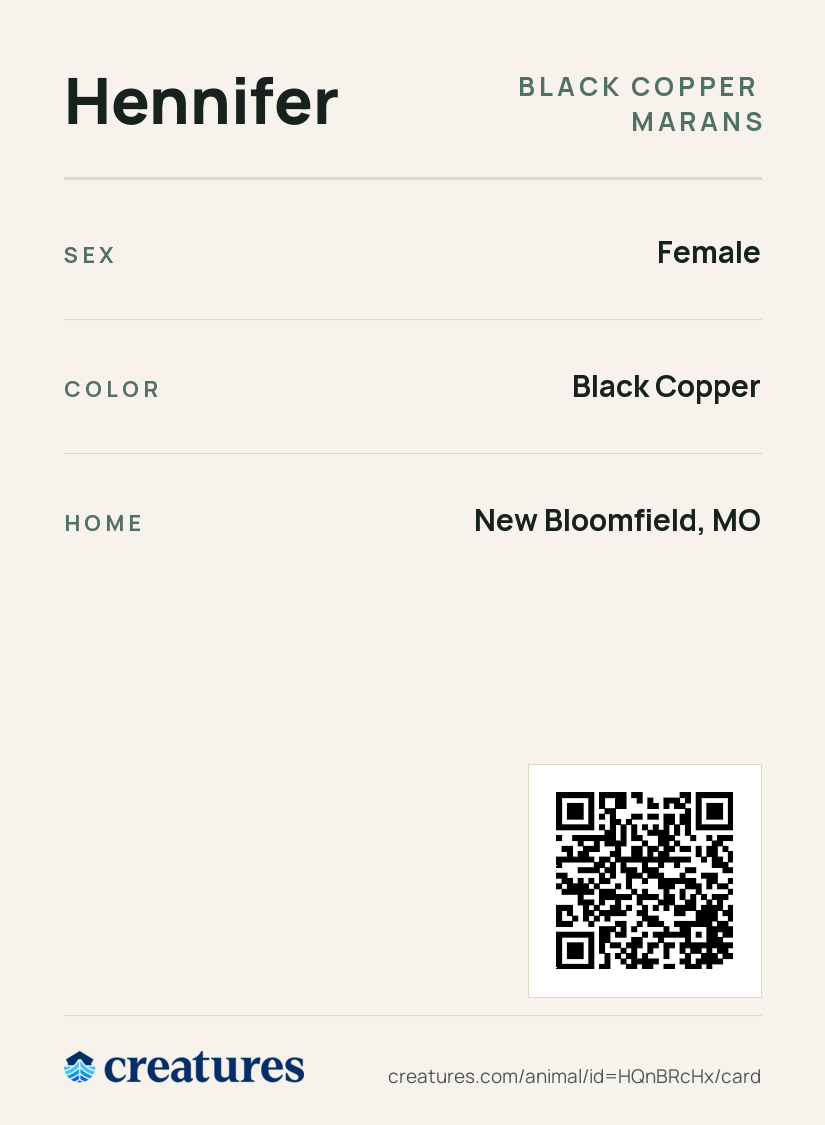 Hennifer Creature Card back