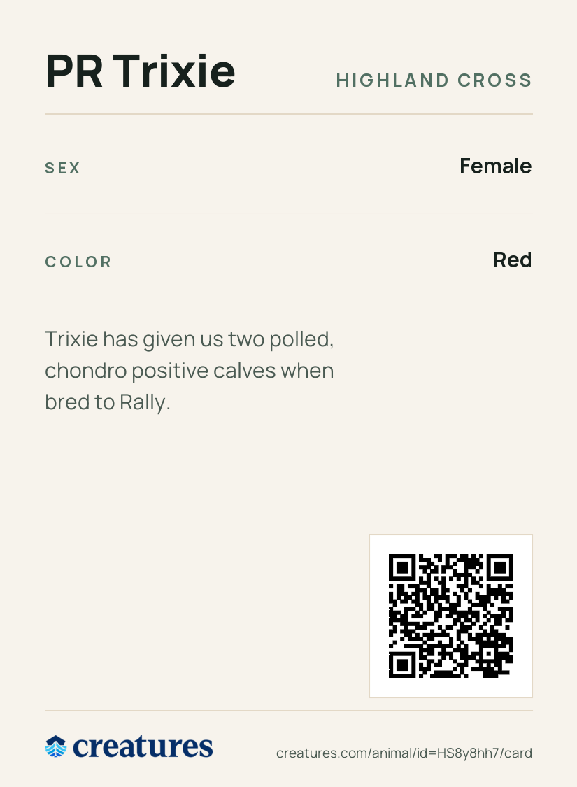 PR Trixie Creature Card back