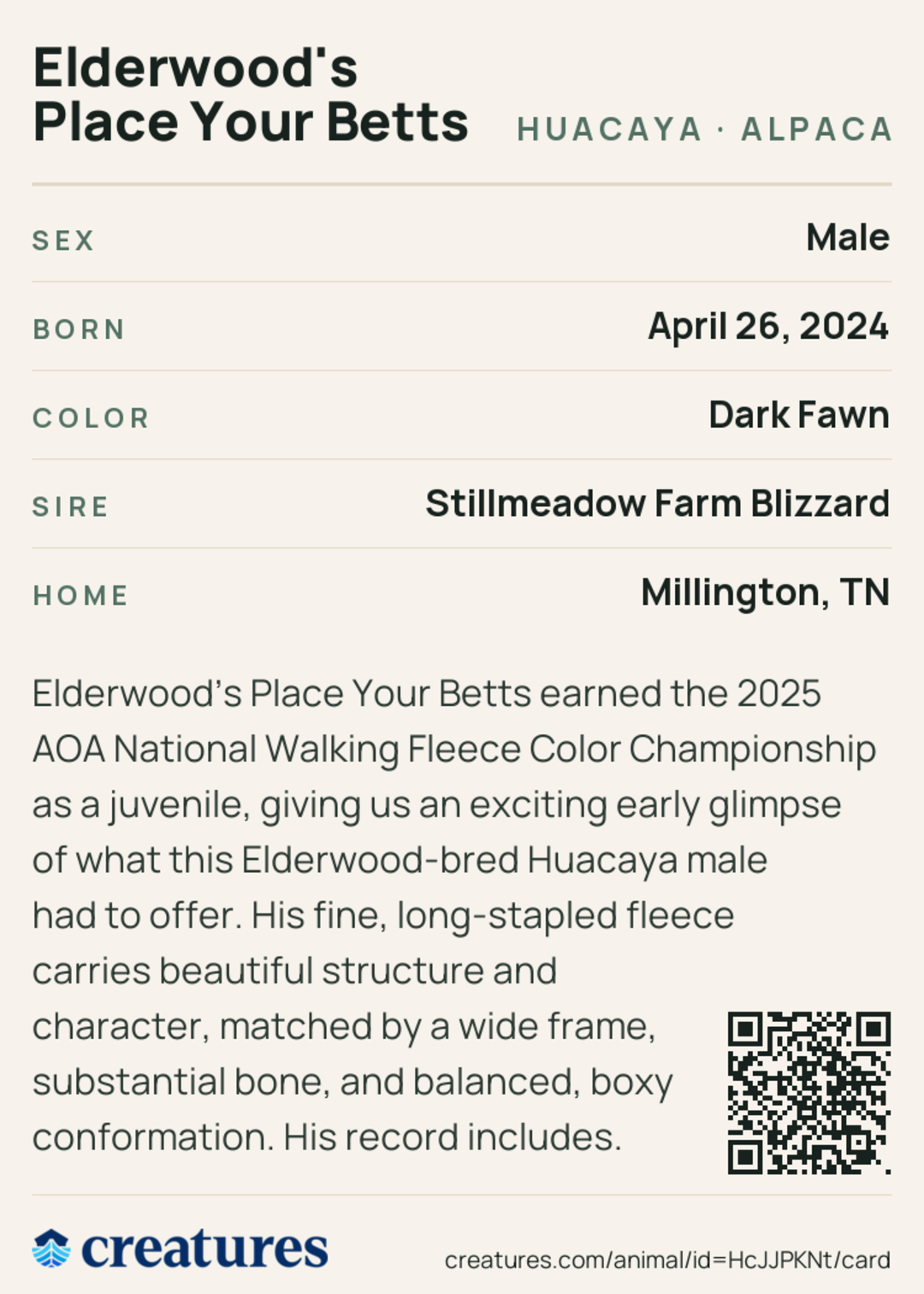 Elderwood's Place Your Betts Creature Card back