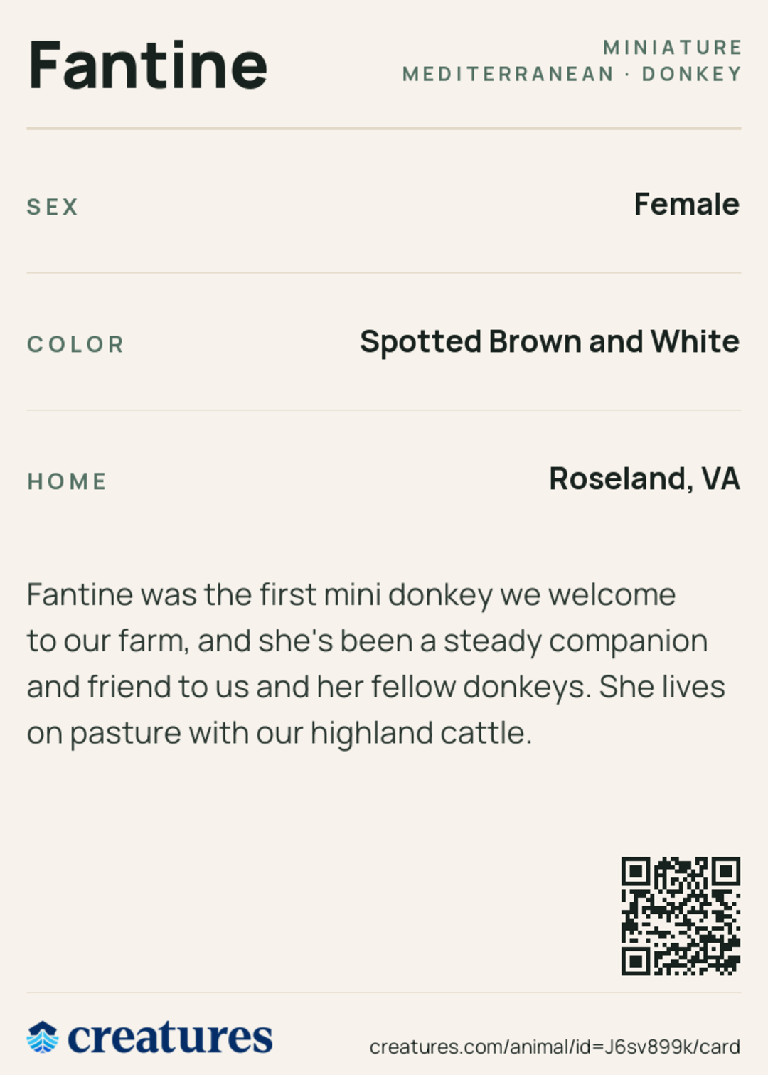Fantine Creature Card back