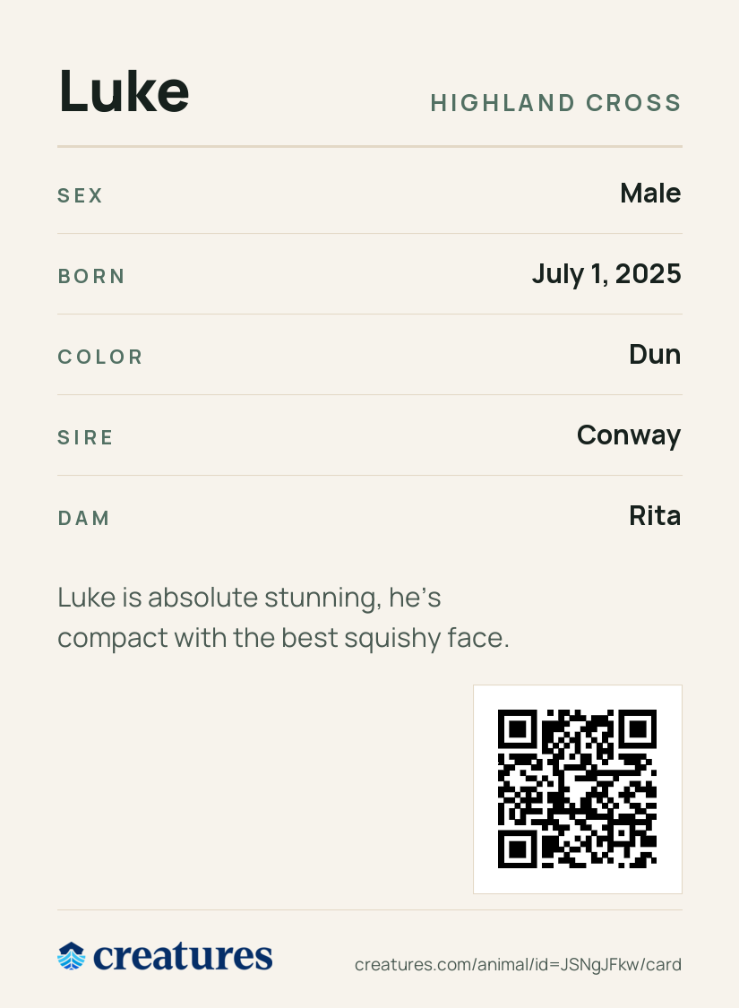 Luke Creature Card back