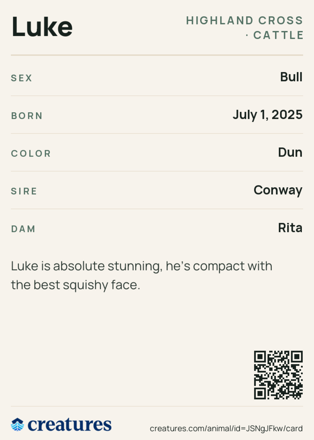 Luke Creature Card back