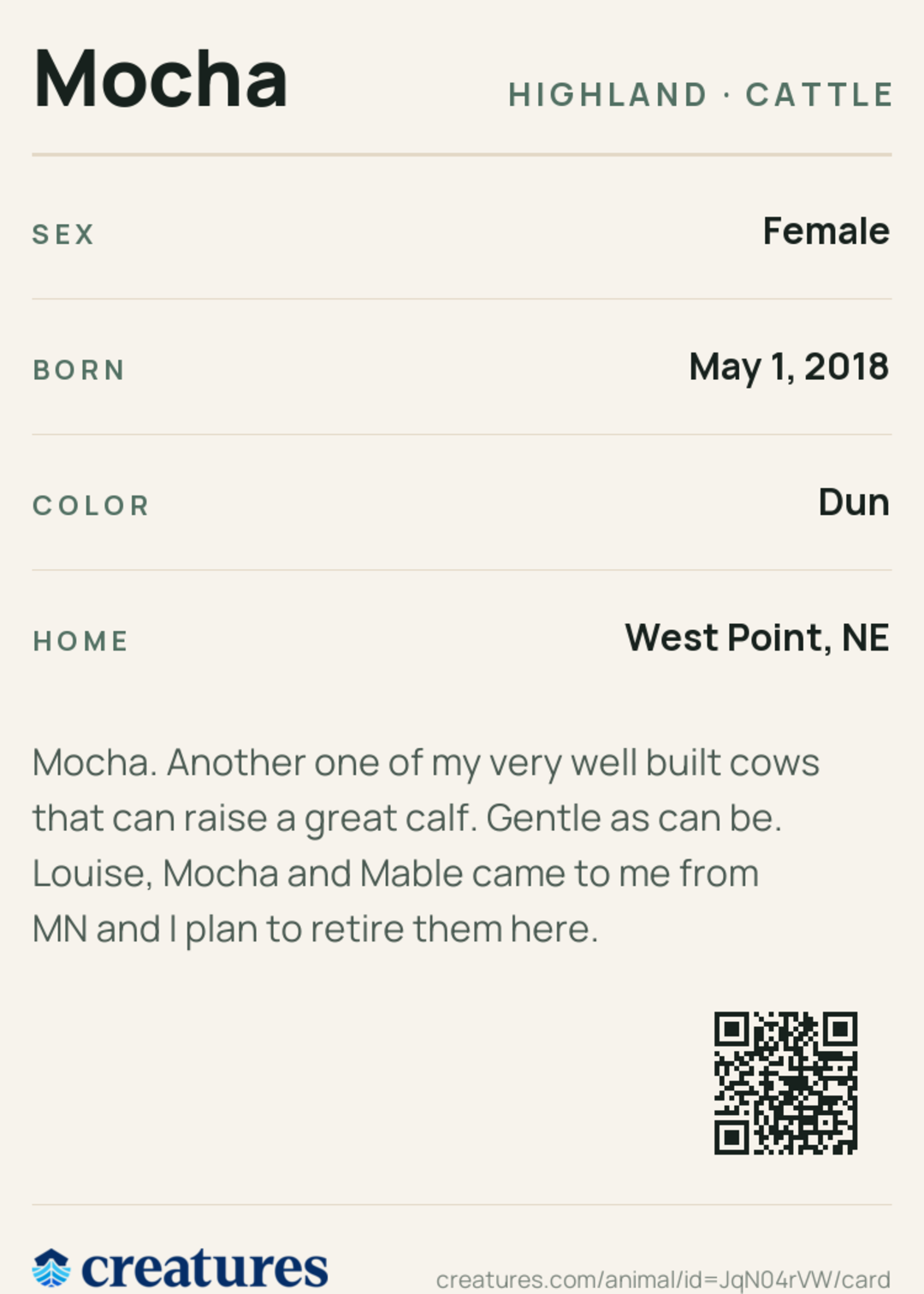 Mocha Creature Card back