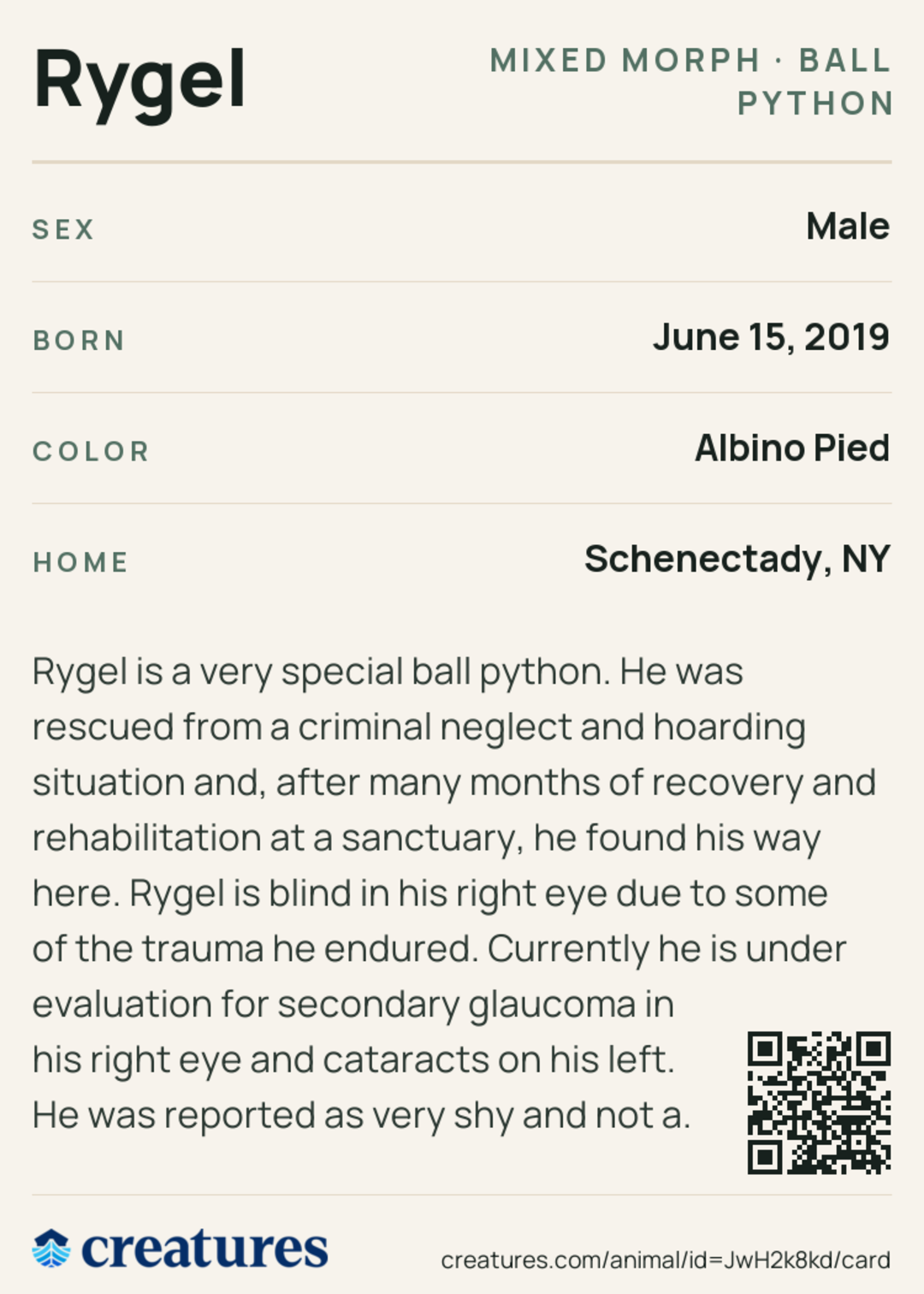 Rygel Creature Card back
