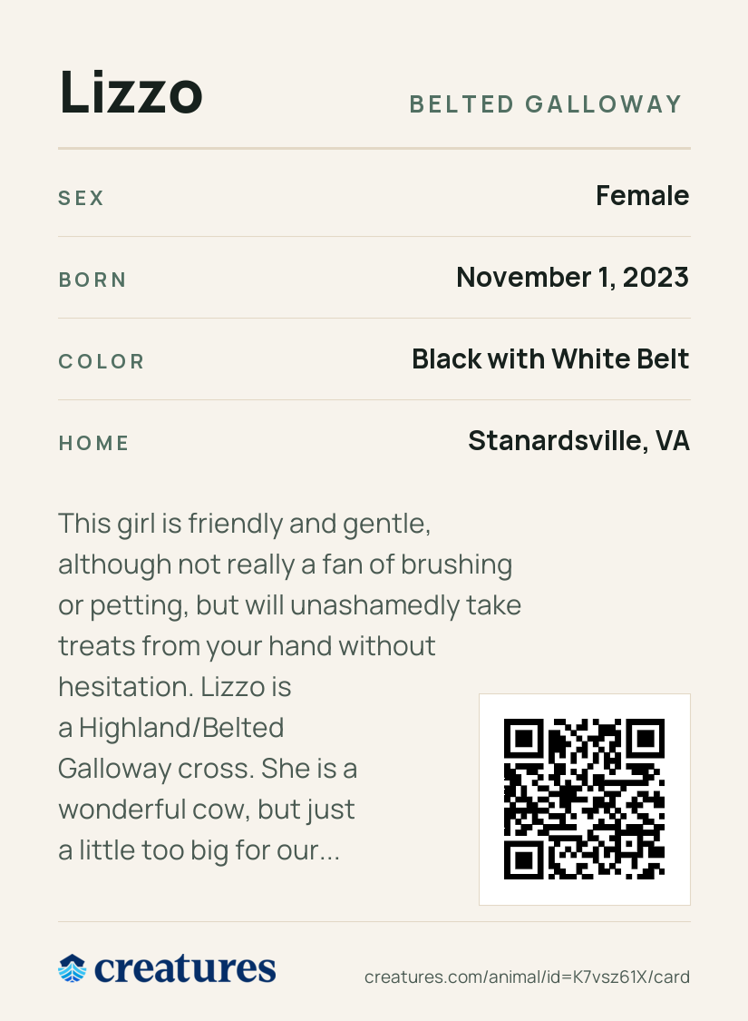 Lizzo Creature Card back