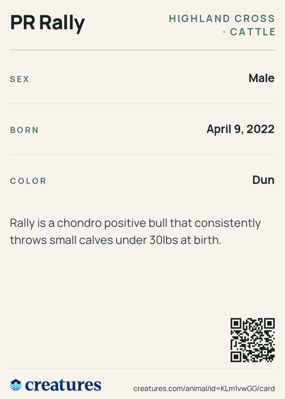 PR Rally Creature Card back