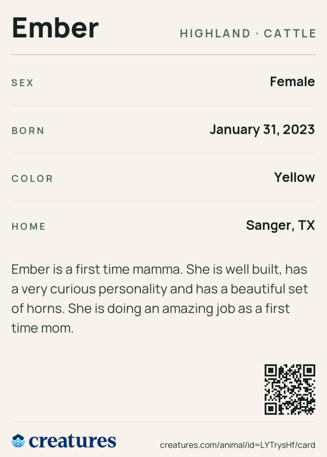 Ember Creature Card back