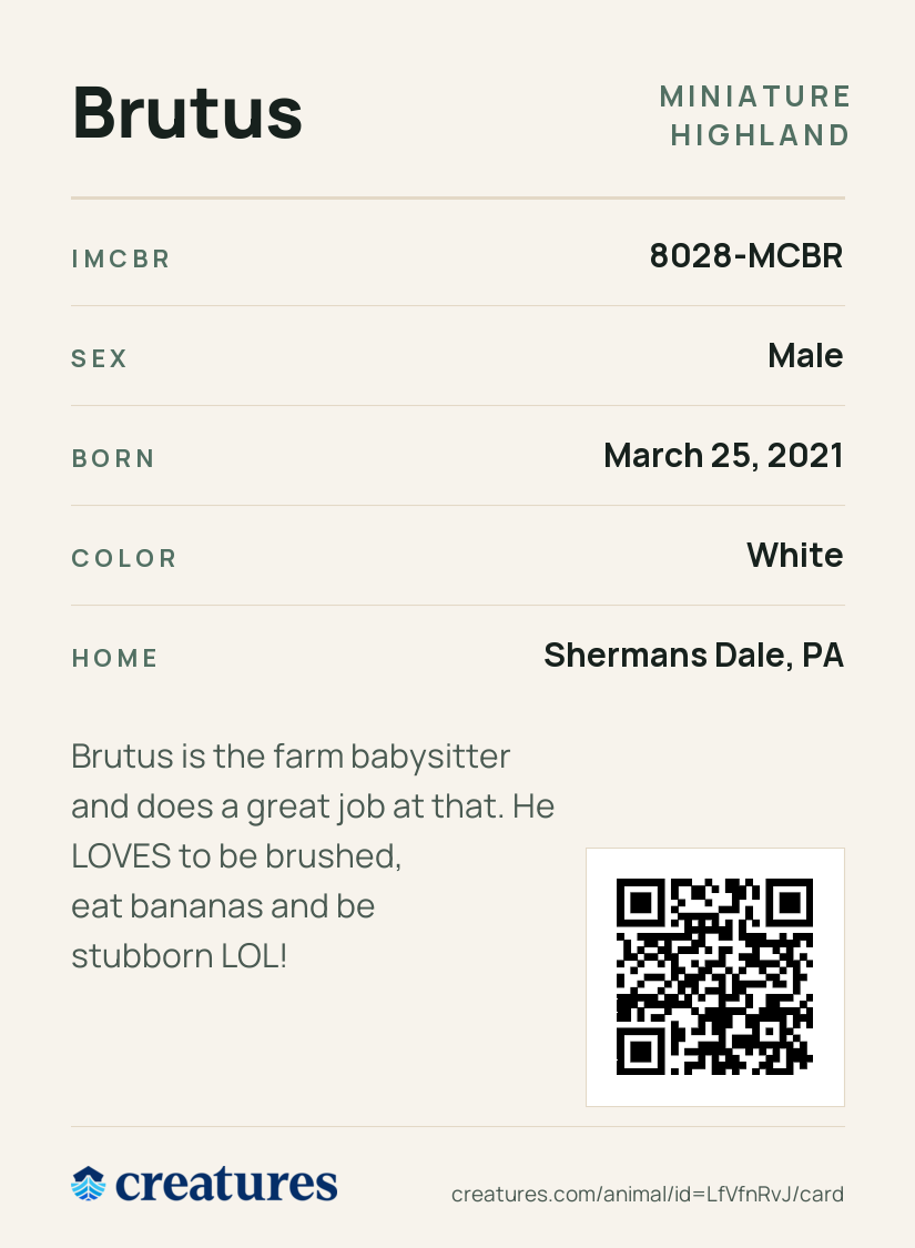 Brutus Creature Card back