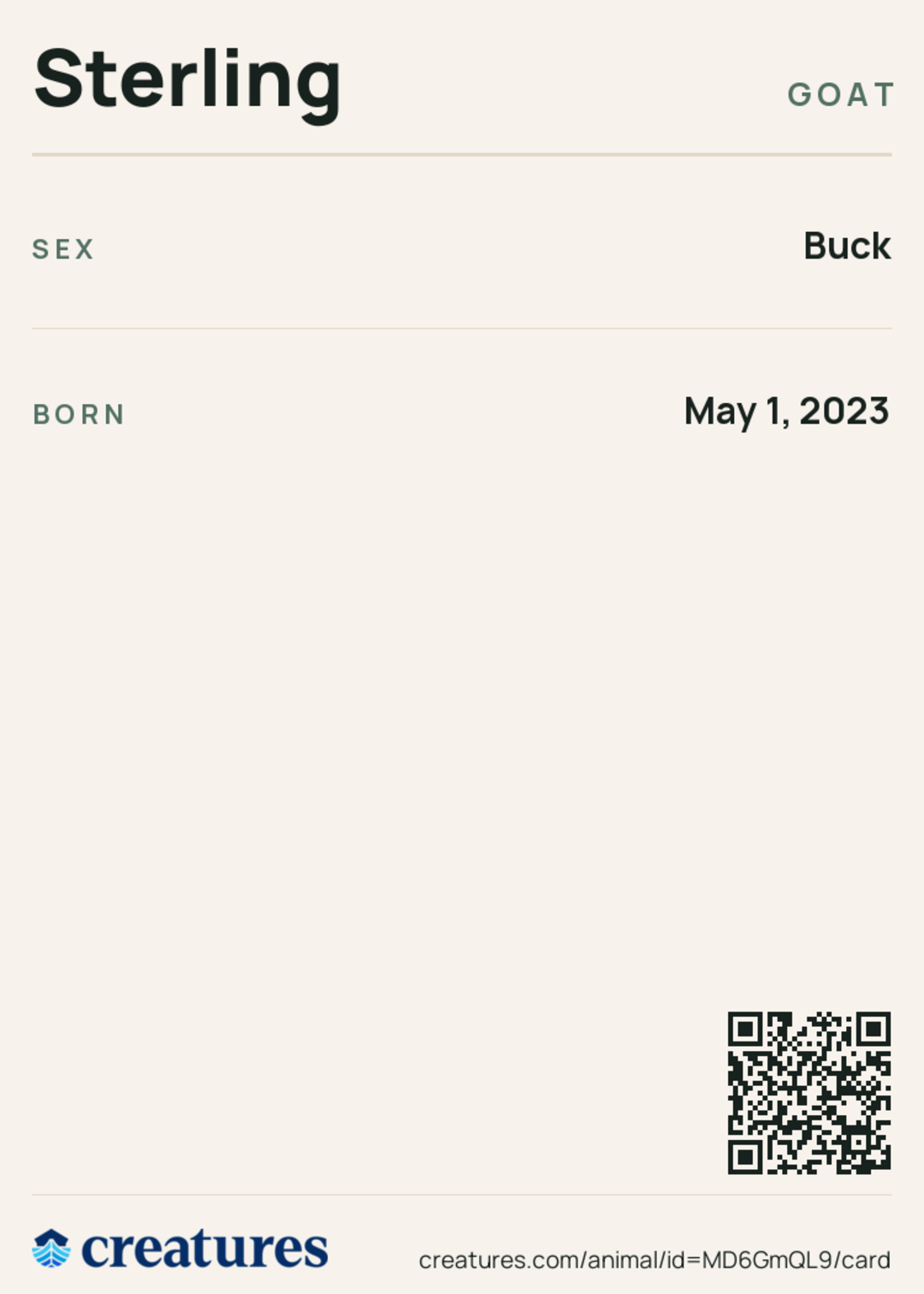Sterling Creature Card back