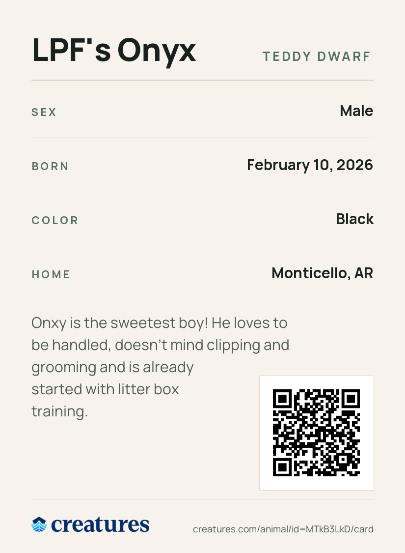 LPF's Onyx Creature Card back