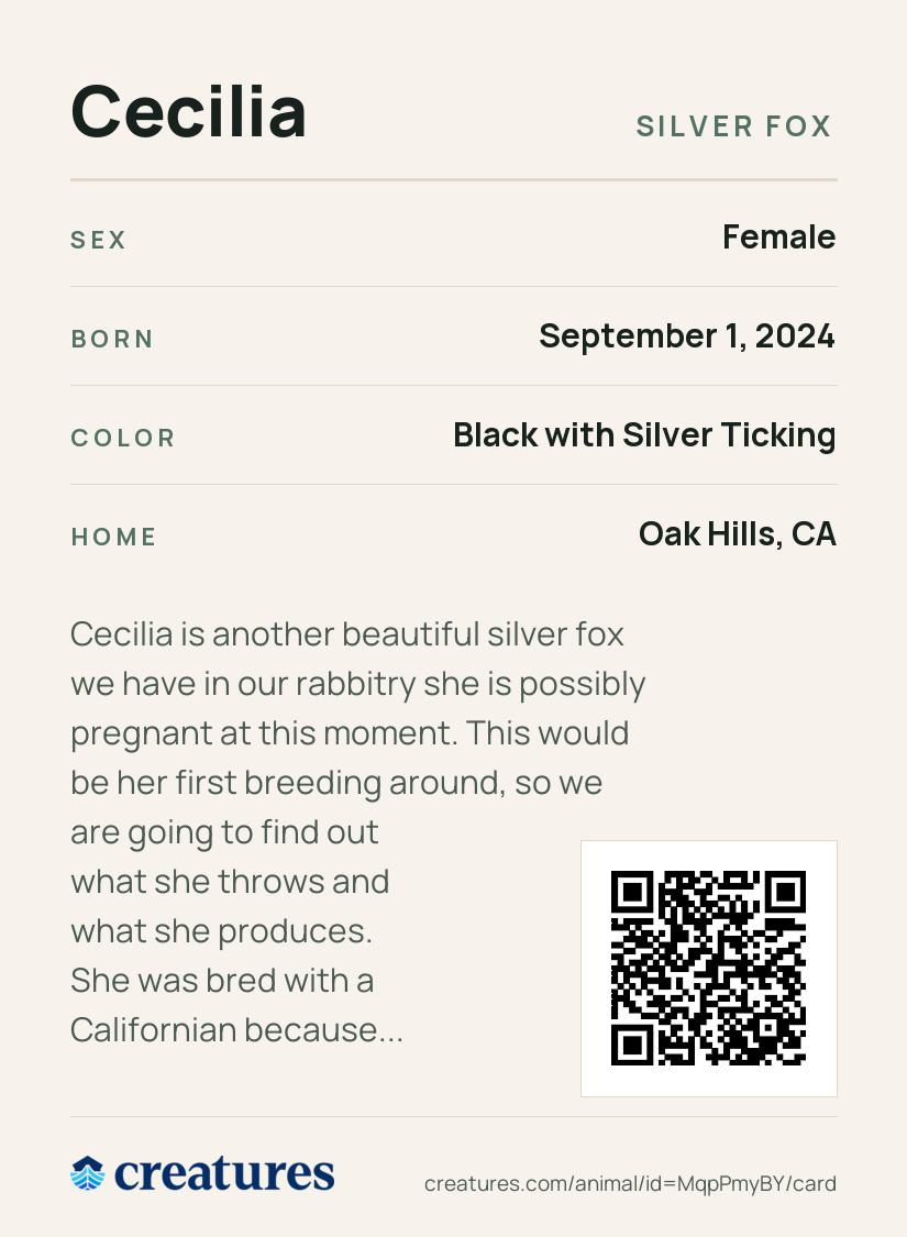 Cecilia Creature Card back
