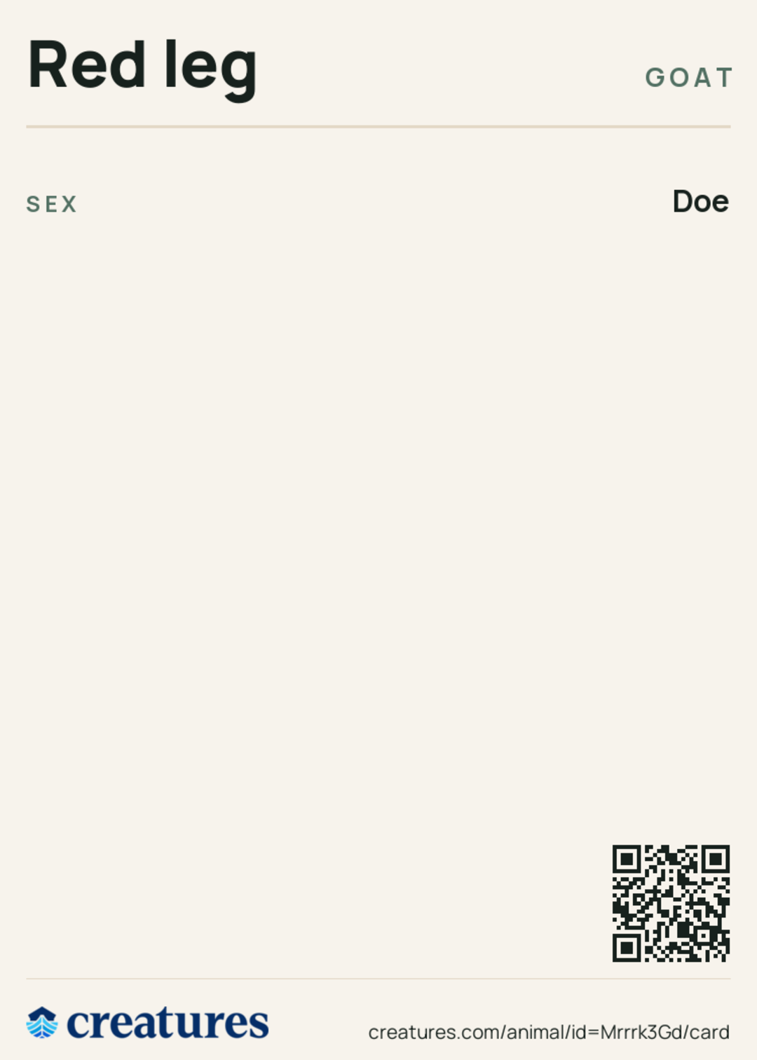 Red leg Creature Card back