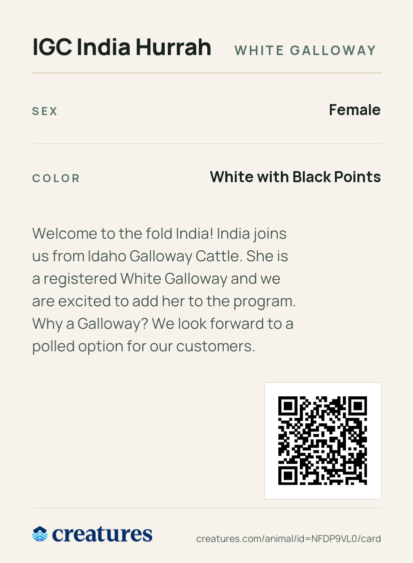 IGC India Hurrah Creature Card back