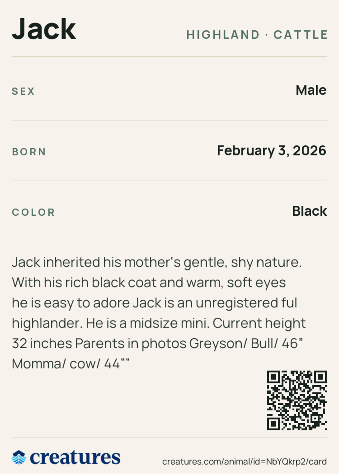 Jack Creature Card back