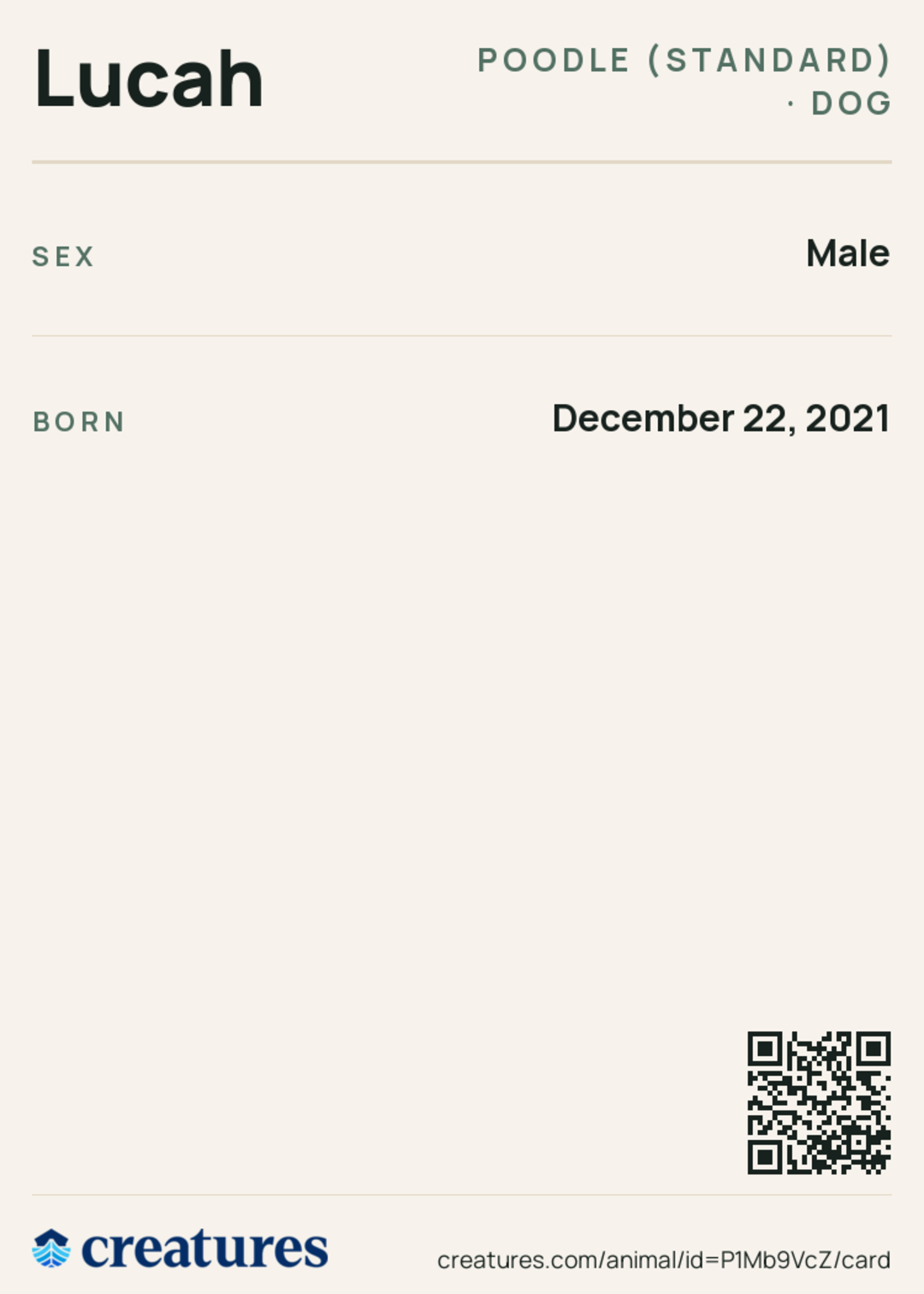 Lucah Creature Card back