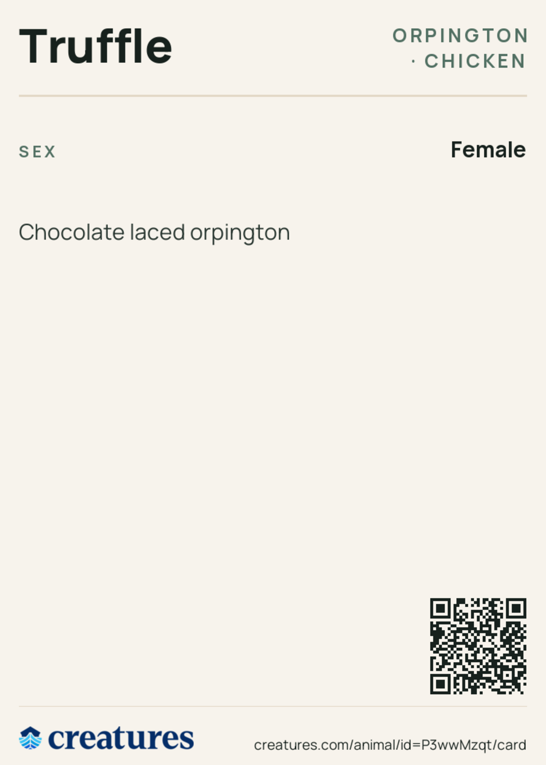 Truffle Creature Card back