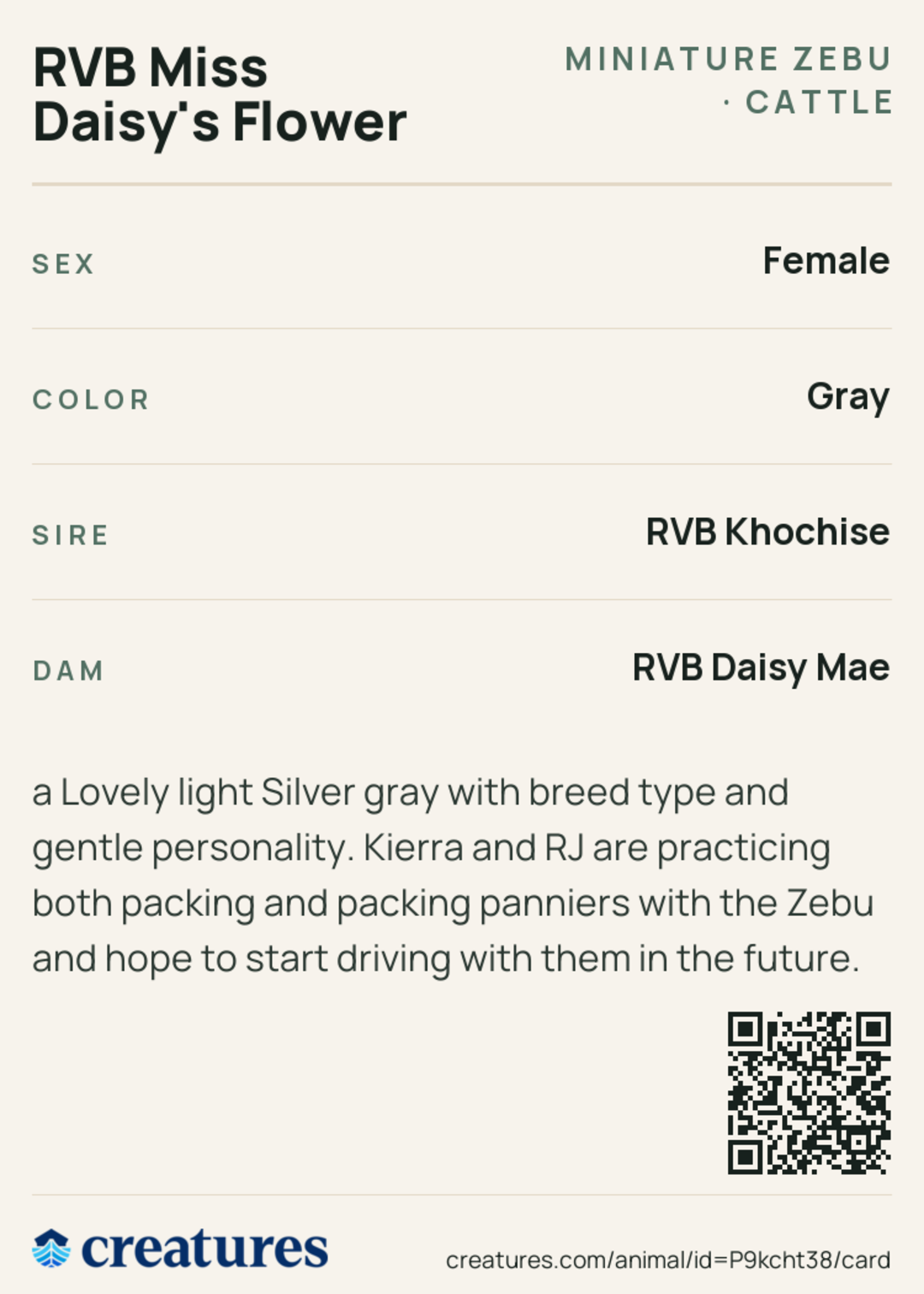 RVB Miss Daisy's Flower Creature Card back