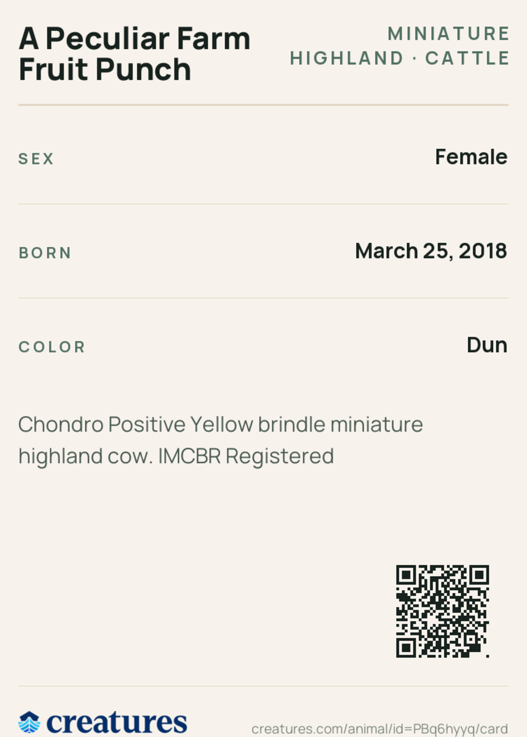 A Peculiar Farm Fruit Punch Creature Card back