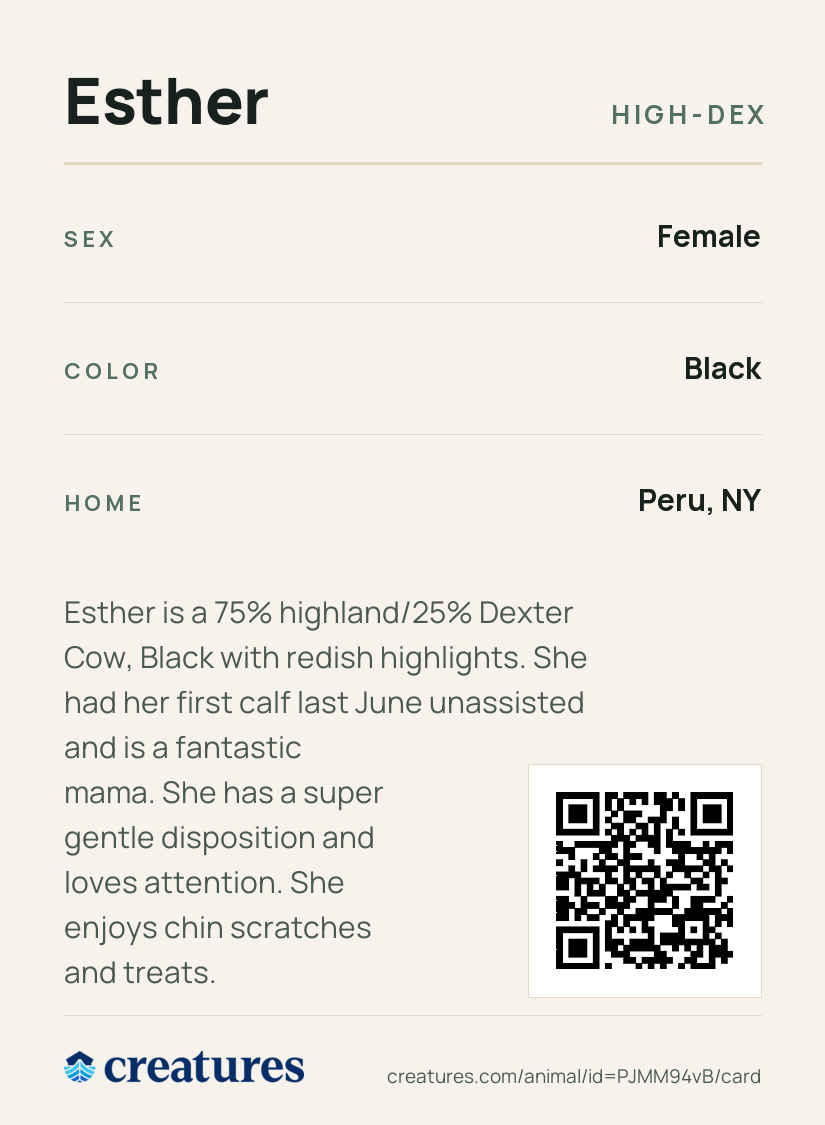 Esther Creature Card back