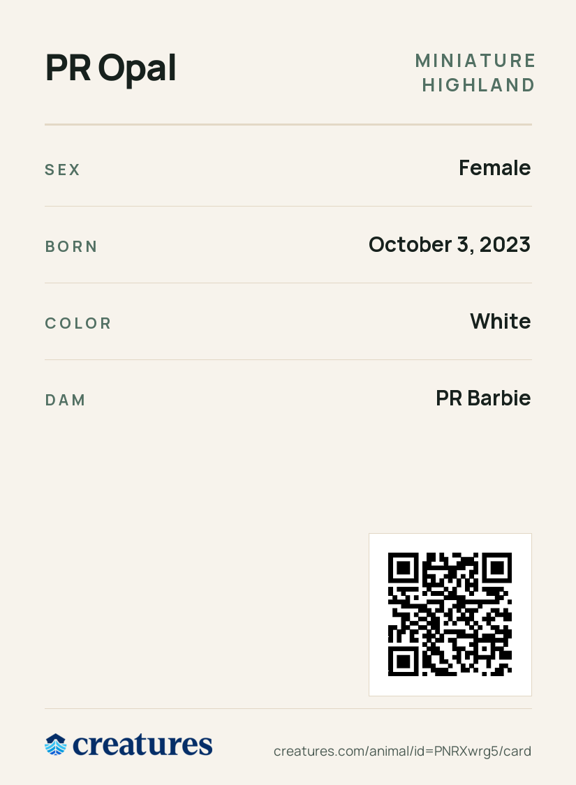 PR Opal Creature Card back