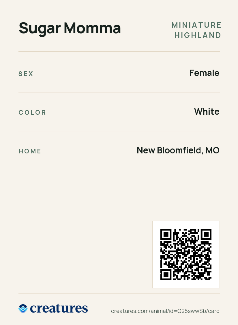 Sugar Momma Creature Card back