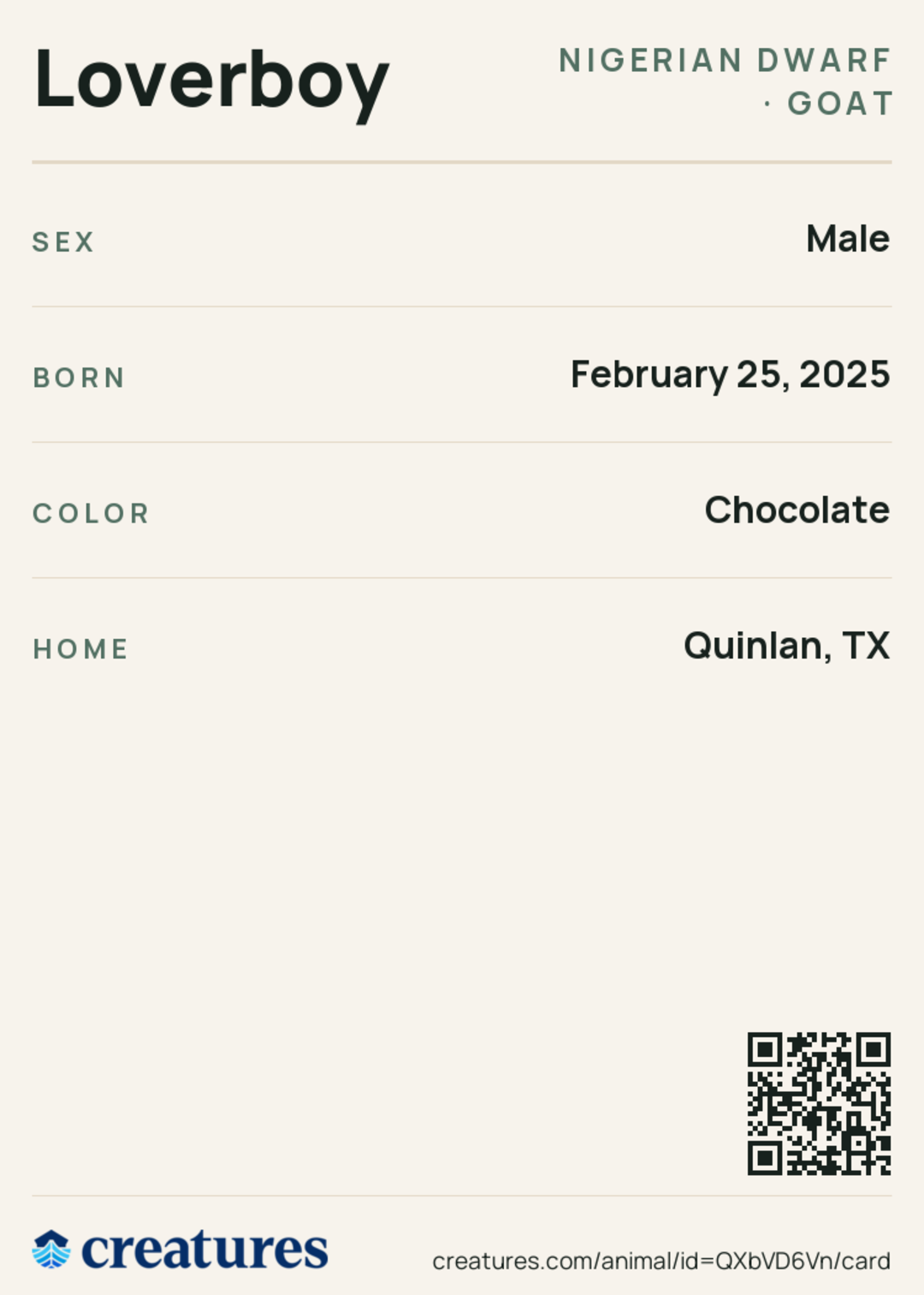 Loverboy Creature Card back