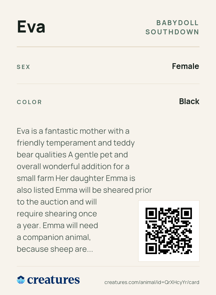 Eva Creature Card back