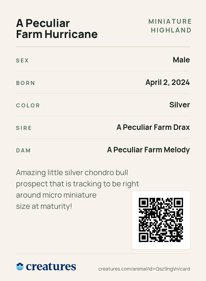 A Peculiar Farm Hurricane Creature Card back