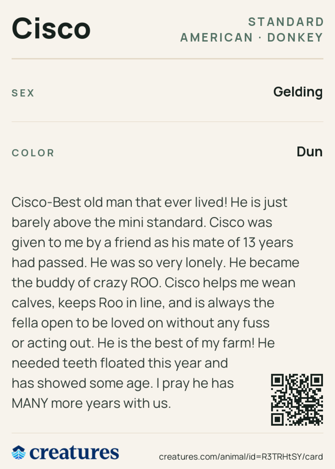 Cisco Creature Card back