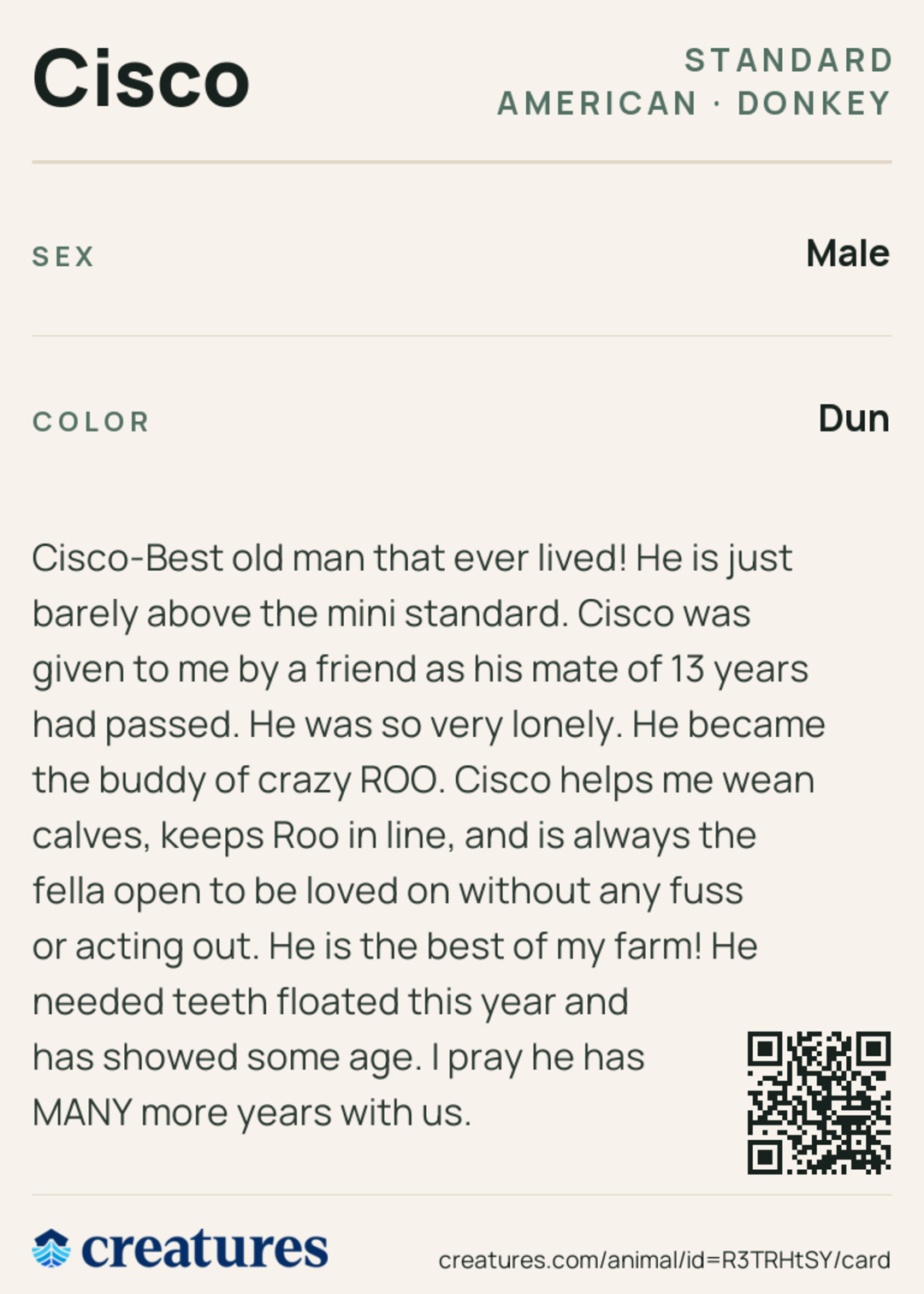 Cisco Creature Card back