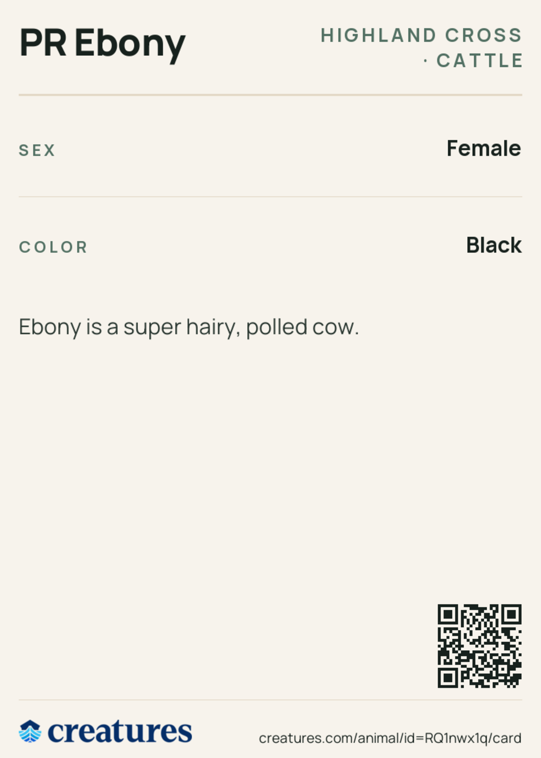 PR Ebony Creature Card back