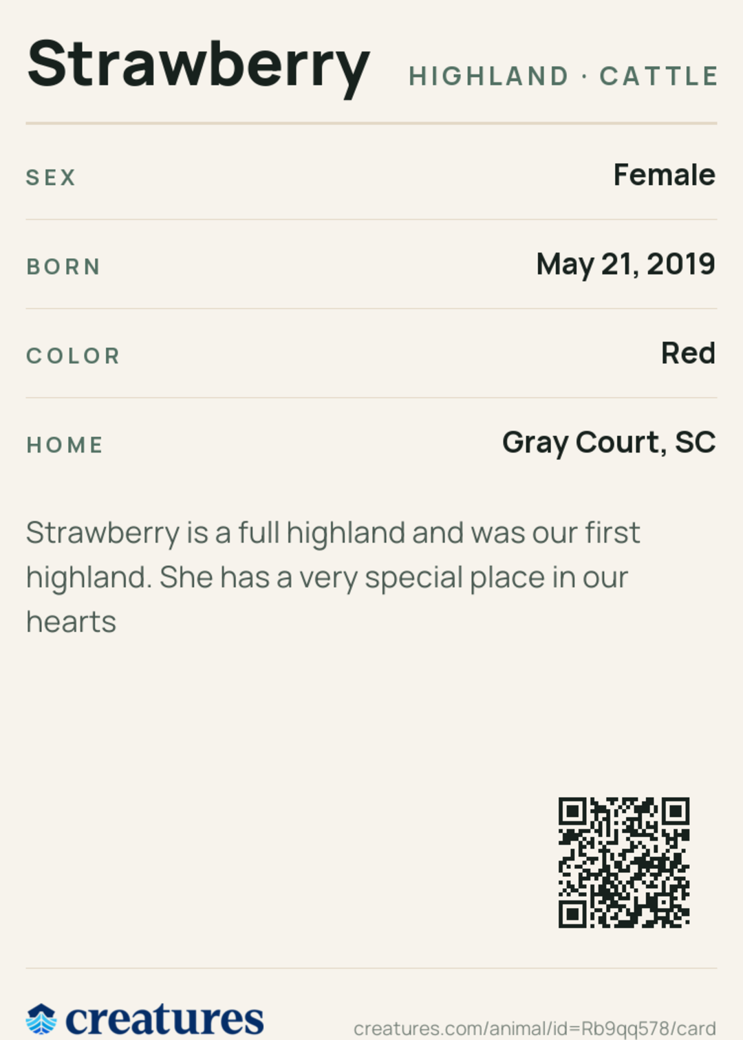 Strawberry Creature Card back