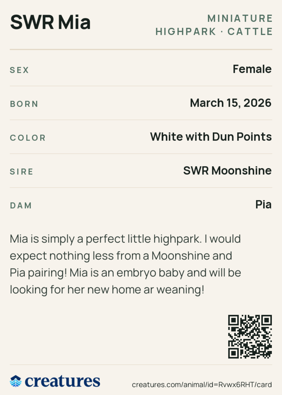 SWR Mia Creature Card back