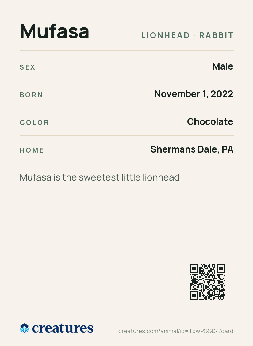 Mufasa Creature Card back