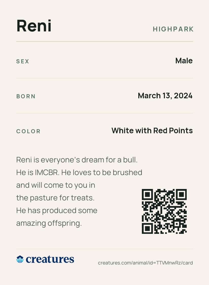 Reni Creature Card back