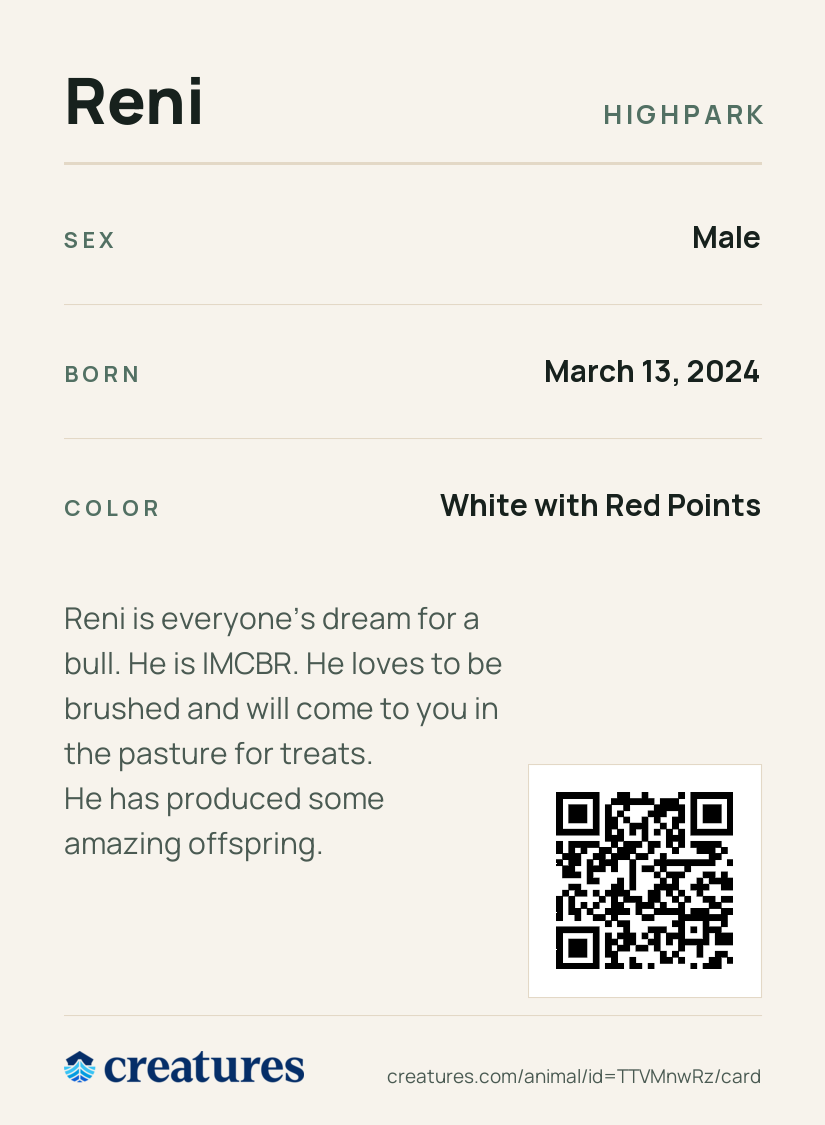 Reni Creature Card back