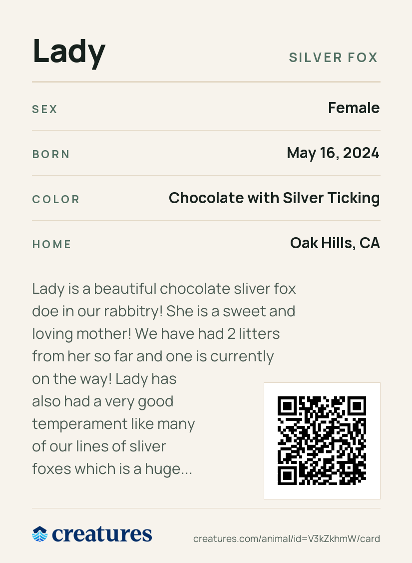 Lady Creature Card back