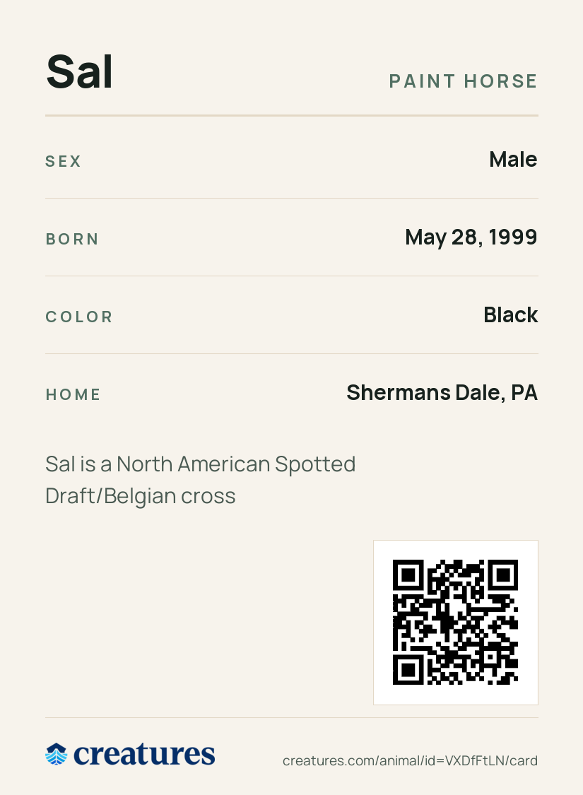 Sal Creature Card back