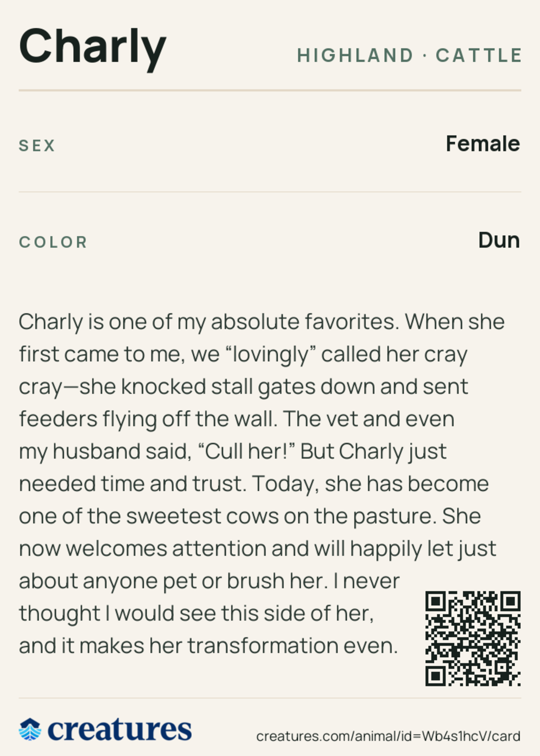 Charly Creature Card back