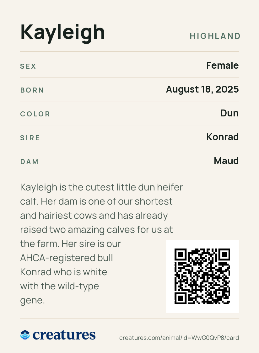Kayleigh Creature Card back